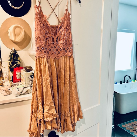 Free People Adella Lace Slip Dress Pink/Nude - Picture 4 of 5